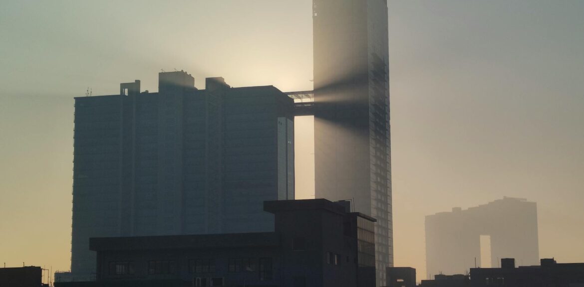 silhouette of city buildings