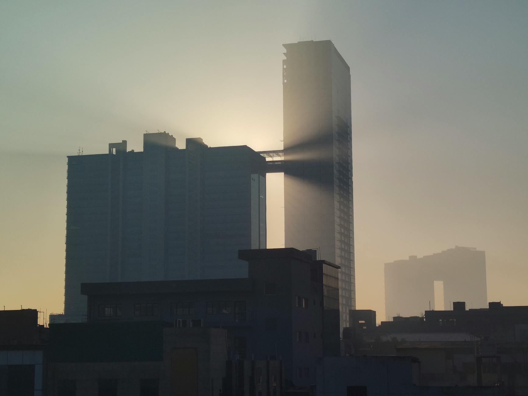 silhouette of city buildings